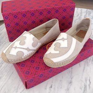 Tory Burch Lonnie Flat Espadrille - Luggage Canvas - Size 7